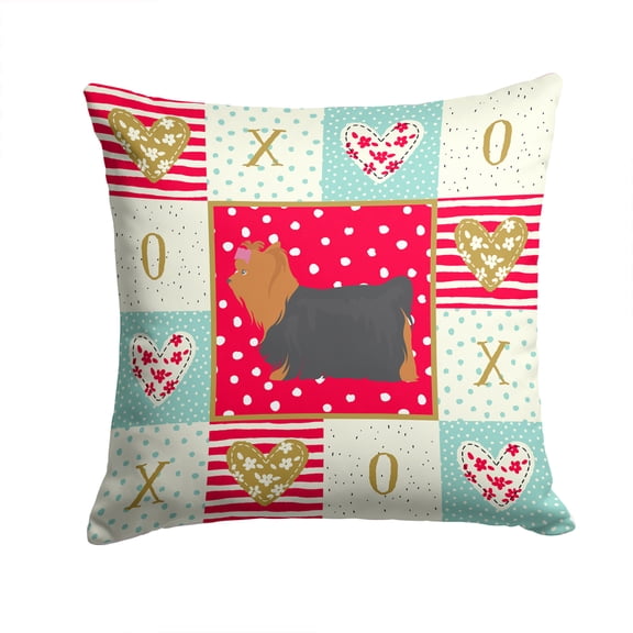 Yorkshire Terrier 1 Love Fabric Decorative Pillow Red