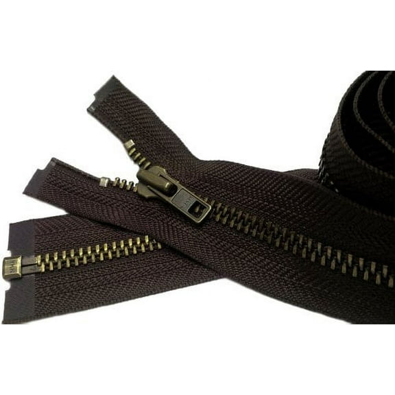 YKKSale 22" Jacket Zipper YKK #7 Antique Brass Separating ~ Color Brown #570 (1 Zipper/Pack)