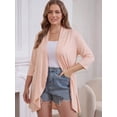 thumbnail image 4 of FlorCurve Plus Size Cardigans for Women 3/4 Sleeve Ruffle Cardigans Casual Lightweight Summer Cover Up, Pink 4XL, 4 of 6