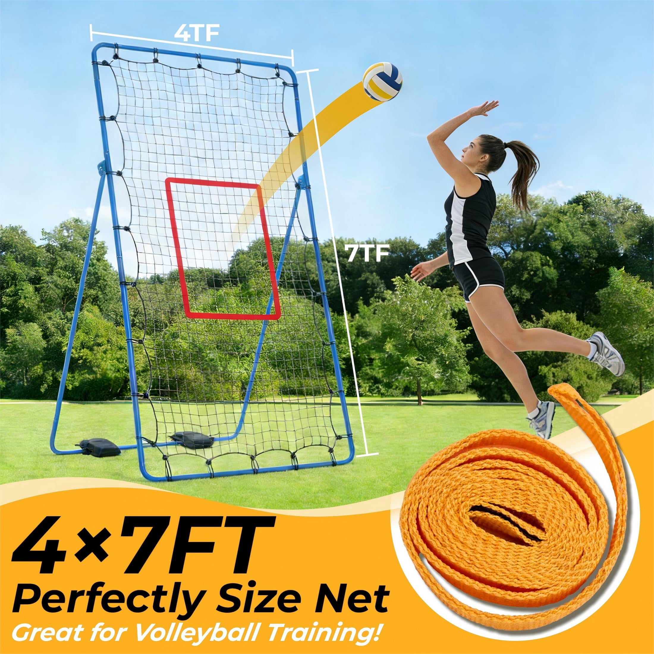 CONCETTA Volleyball Rebounder Net, Adjustable Angle Ball Return Equipment for Indoor Outdoor Use, Durable & Portable with Carry Bag