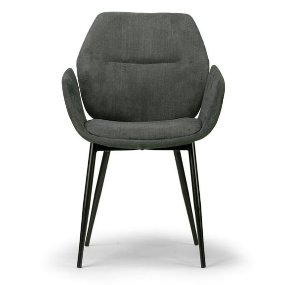 Set of 2 Amari Gray Velvety Fabric Dining Chair with Black Metal Legs