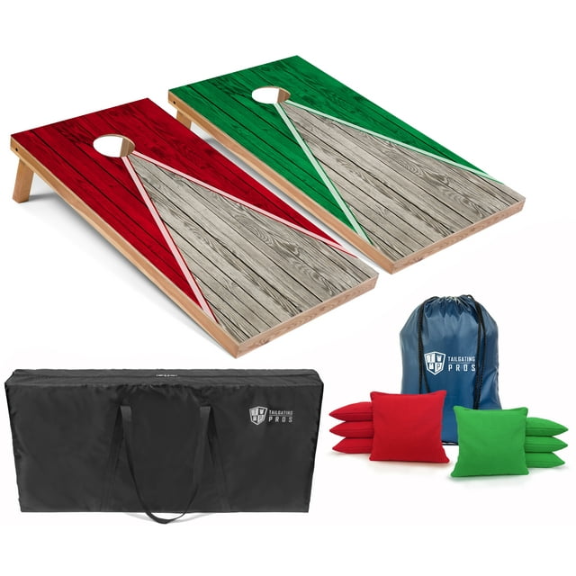 Tailgating Pros Pyramid Cornhole Board Set w/ Bean Bags and Carrying Case - 3'x2' Corn Hole Toss Game - Optional LED Lights