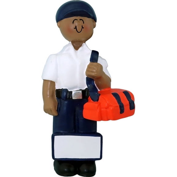 EMT Male African-American Personalized Christmas Ornament DO-IT-YOURSELF
