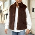 thumbnail image 4 of Ceisia Mens Faux Fur Sleeveless Vest Open Front Warm Thick Furry Waistcoat Winter Party Street Casual Outerwear Gilet For Men Brown M Gift, 4 of 6