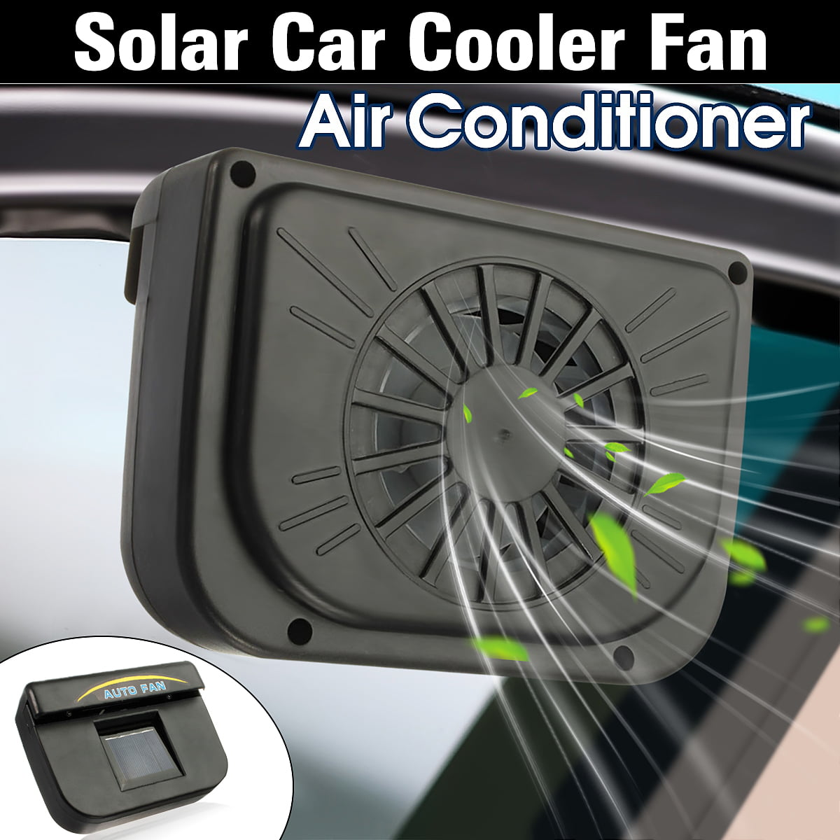 MASO Car Window Air Vent Ventilator Cool Fan Black Solar Power Mini Air Conditioner