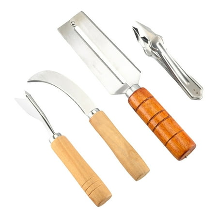 

alleFRE Cutter Deals of the Day Clearance Prime Sale Kitchen Home Decor Items under 1 Stainless Steel Pineapple Peeler Set Eye Remover Pineapple Clip V Shaped Shovel Tool Peeler Tool Four Set Pineapp