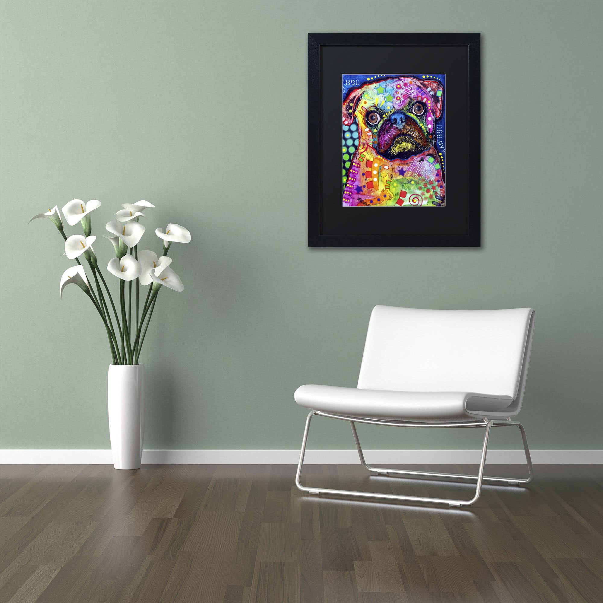 Trademark Fine Art "Pug 92309" Canvas Art by Dean Russo, Black Matte, Black Frame