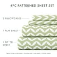 thumbnail image 4 of Noble Linens 3 Piece Pattern Microfiber Bed Sheets Set, Sage Puffed Chevron, Twin, 4 of 12