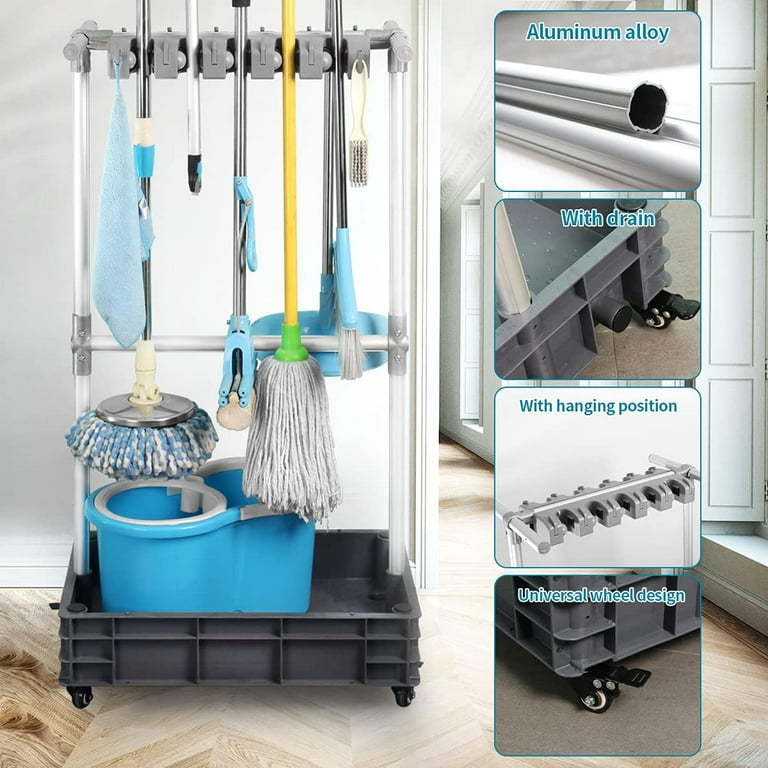 Dinosam Heavy Duty Mop and Broom Holder Anti Slip Kitchen and Garage Organizer Walmart