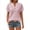 Pink, variant on Women's Knit Jacquard Short Sleeve Shirts Summer Petite Notch V Neck Eyelet Blouse Breathable Button Down Beach Travel Tops Light Blue