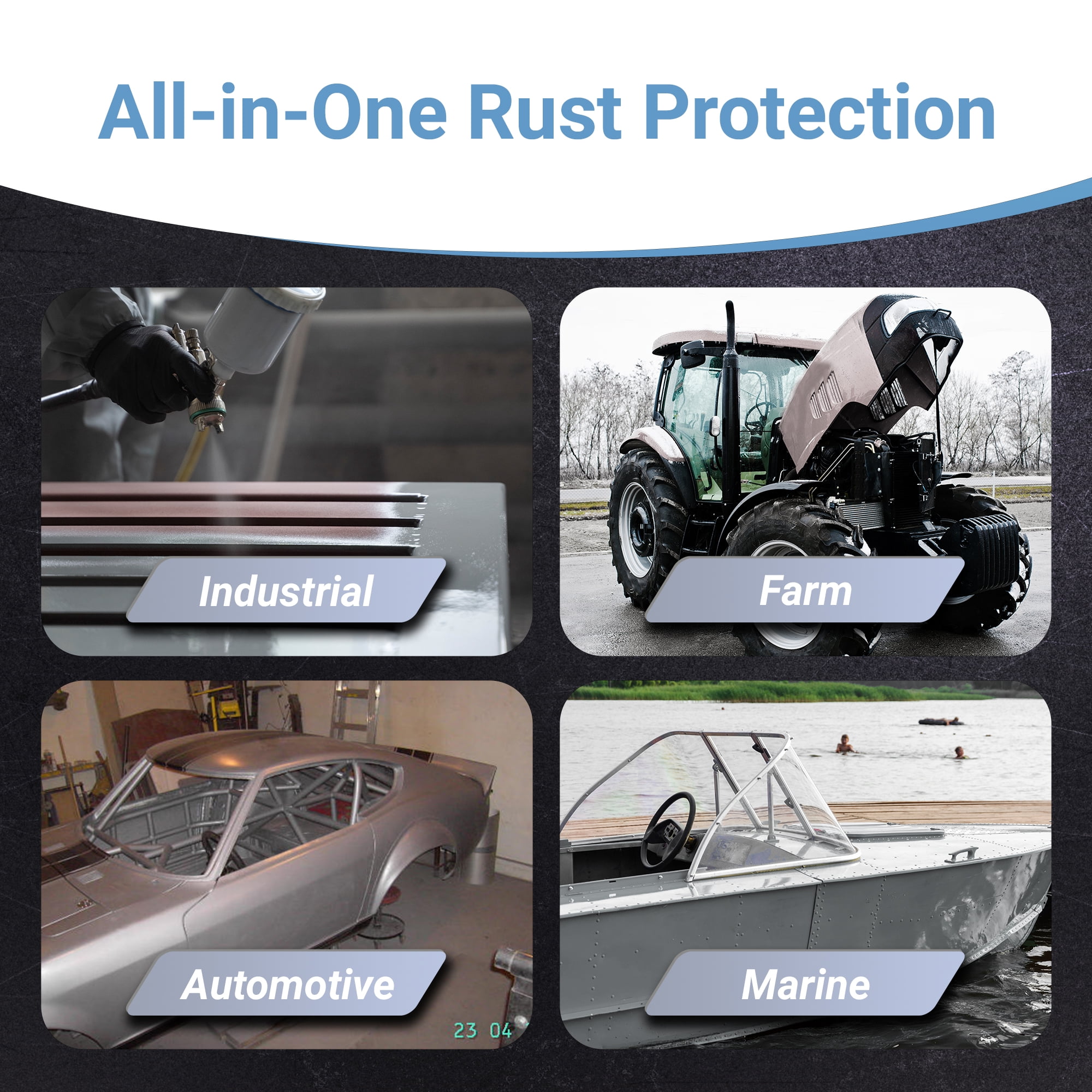 Rust Bullet Automotive - Metallic Gray - 1/4 Pint - Rust Inhibitor & Protective Coating for Cars, Trucks, & Metal Surfaces, UV Resistant, No Topcoat Needed