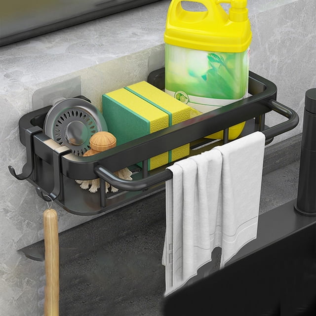 Especiero de Pared con Escurridor y Toallero | Organizador de Cocina de Acero Inoxidable Sin Taladros | Incluye Bandeja de Agua y Ganchos para Baño y Encimera