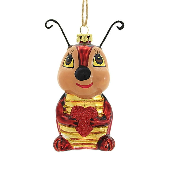 Cody Foster Lovebug - One Ornament 4.25 Inch, Glass - Heart Ladybug Valentine's Go4361
