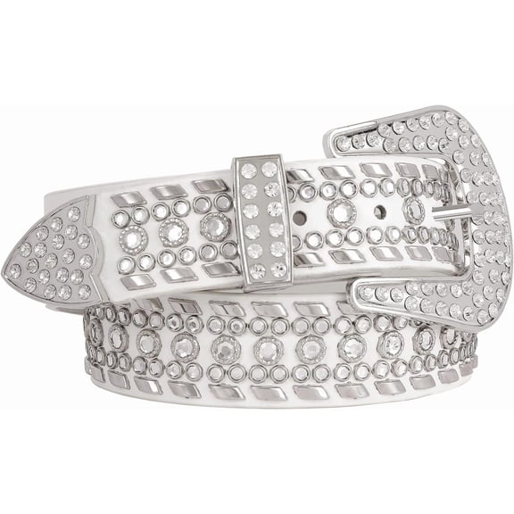 Kids Rhinestone Belt for Girls Boys,Western Cowgirl Cowboy Studded Leather Belt for Child