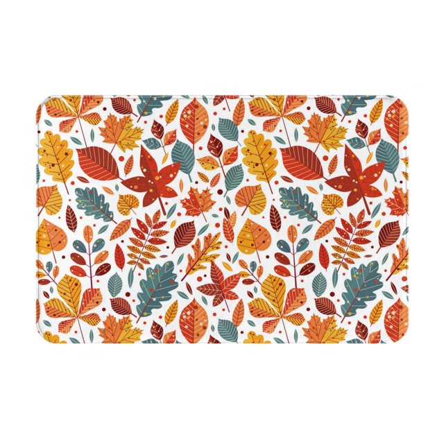 Balery Colorful Maple Leaves Felpudo de franela, resistente a las manchas y a la decoloración, para uso interior y exterior, fácil de limpiar, 40 x 60 cm