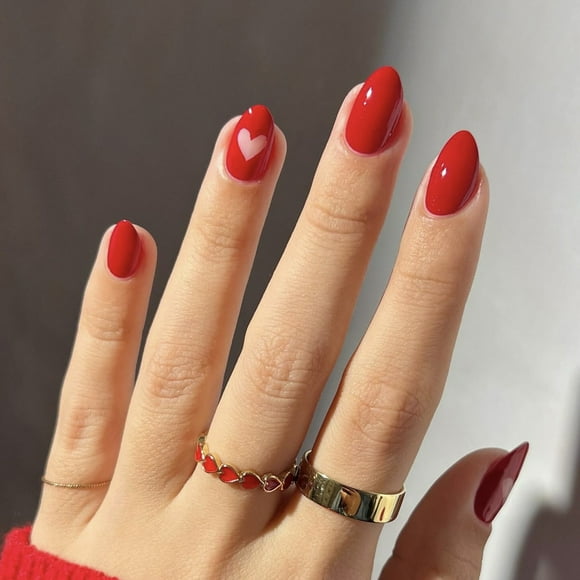 Up to 60% Off! Gspmoly False Nails, Red Hearts Valentine'S Day Nail Art 24Pcs Nail Tips Finished Wearable Nails False Nails Wearable Nail Patches Press On Nails