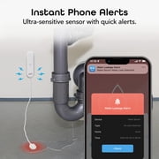 Geeni Smart WiFi Water Leak Detector & Sensor, 80dB Alarm for Basement, Kitchen, Bathroom, White