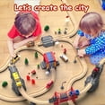 thumbnail image 3 of Set de tren de madera Giant Bean Fire Station, 72 unidades, con rieles, 3 of 8