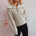 thumbnail image 5 of Sudadera con estampado de Navidad Gibobby para mujer Suéter de punto color caqui M, 5 of 5