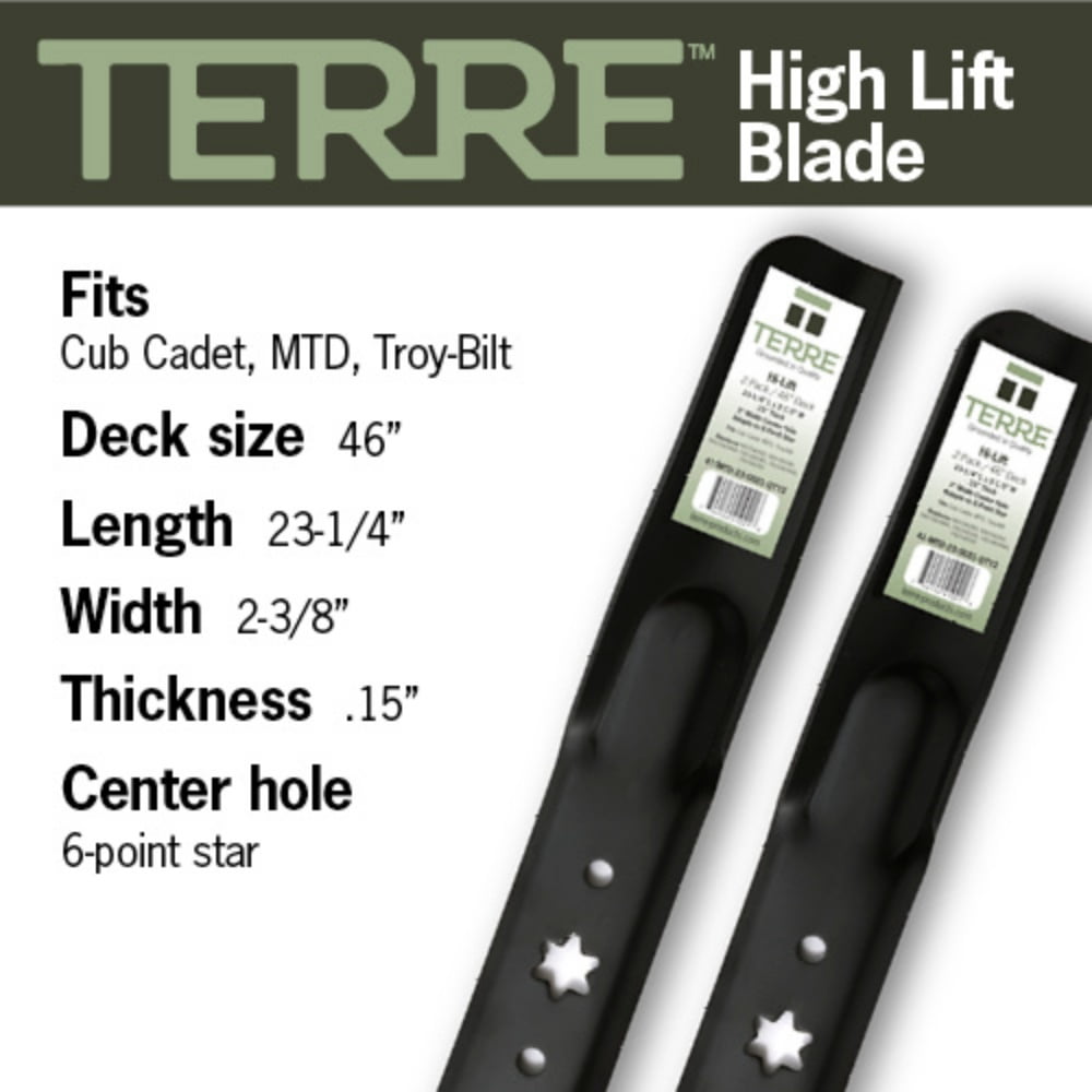Terre 46-Inch Mulching Lawn Mower Blades for MTD, Cub Cadet, Troy-Bilt