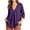 Purple, variant on Vivianyo HD Women's V Neck Pleated Front Blouse, Curved Hem Cuffed Three Quarter Sleeve Shirt for Women, Spring Fall Loose Flowy Top for Office Casual and Weekend Brunch, Sizes S-2XL