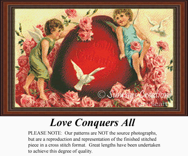 14Count 5" x 7" Love Conquers All Wedding Sampler Cross Stitch Kit 