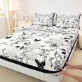 thumbnail image 3 of Manfei Grey Flower Floral Twin Sheet Sets for Girls, Cartoon Butterfly Twin Fitted Sheet, Retro Western Theme Flat Sheet, Ultra Soft Home Decor, 3pcs, 3 of 7