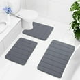 thumbnail image 3 of Buganda Memory Foam Bath Mats Soft Absorbent Bathroom Rugs 20" x 30", Grey, 3 of 9