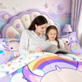 thumbnail image 5 of Manfei Pink-Blue Axolotl 7-Piece Twin Bedding,Animals Pattern Bedding Comforter Set,Colorful Stars Reversible, 5 of 7