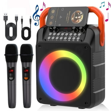 Kivdit Karaoke Machine for Kids and Adults,Portable Home Karaoke System with 2 Wireless Microphones,Bluetooth Speaker Singing Machine with RGB Lights for Party