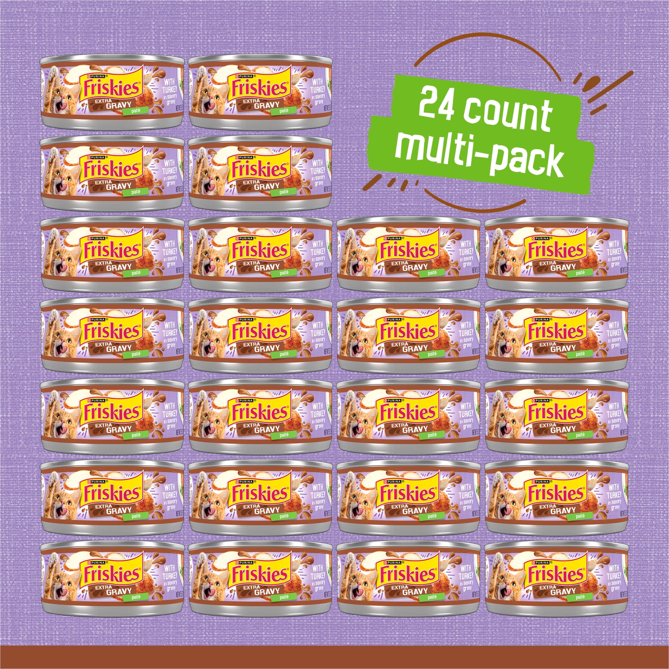 Purina Friskies Gravy Pate with Turkey in Savory Gravy, Wet Cat Food, 5.5 oz. Cans, 24 Pack