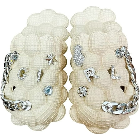 

Massage Bubble Slippers for Women Men Trendy DIY Slides Sandals Anti-skid Comfy Cloud Slippers House Shower Outdoor Multipattern