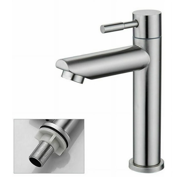 Stainless Steel Construction Bathroom Sink Faucet, Scratch-Resistant Chrome Plating High Temperature Resistant, Suitable For All Decor Styles Including Garages Cellars Guest Rooms