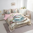 thumbnail image 3 of Castle Fairy Floral Coffee 7 Pieces Bedding Comforter Set for Teens,Rustic Vintage Full Bedding Set Lightweight,Pink Flower Fitted Sheet Flat Sheet,Ultra Soft Home Decor, 3 of 8
