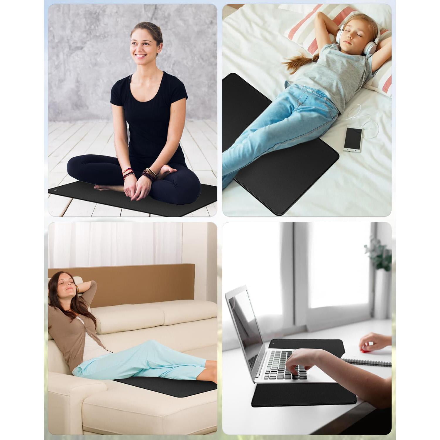 23.6"x35.4" Grounding Mat - 15ft Cord PU Conductive Pad for Bed Yoga Pet Feet Wellness Balance