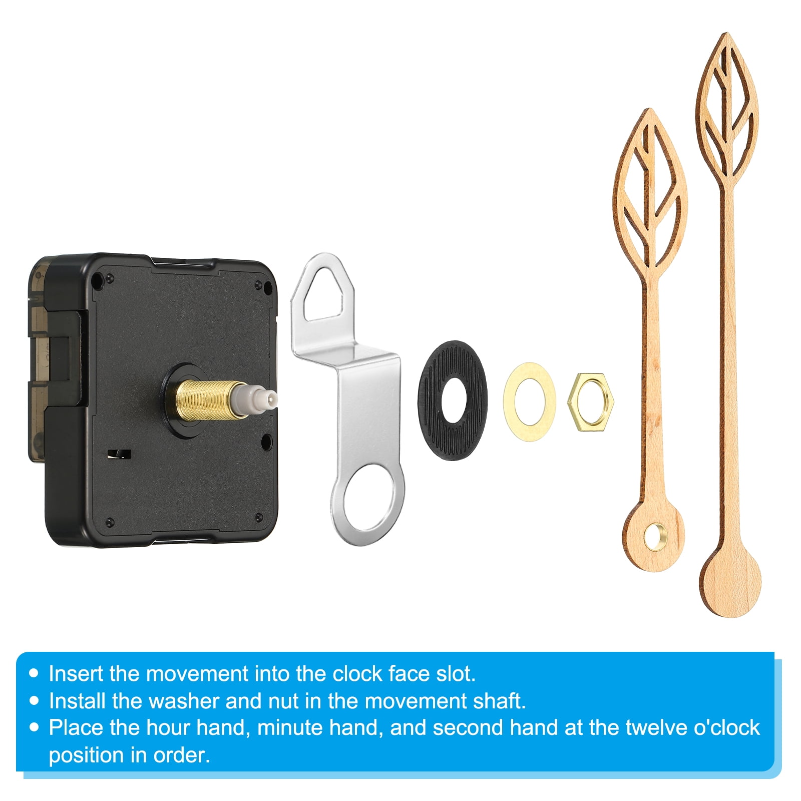 Clock Mechanism Replacement, 4 Pcs Quartz Clock Mechanism Battery Operated DIY Wood Wall Clock Mute, Wooden
