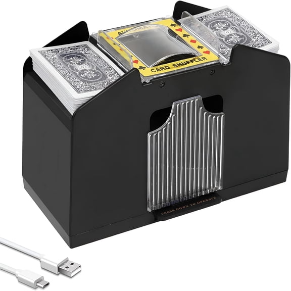 BESTSKY 2/4/6 Decks Automatic Card Shuffler USB/Battery Operated Electric Shuffler for Family Party Poker/Blackjack