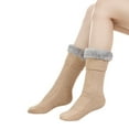 thumbnail image 2 of Winter Socks for Women Fall Fashion Must Haves Fuzzy Toe Warmers Cotton Crew Girls Socks Khaki, 2 of 4