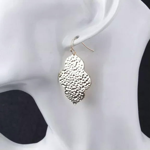 Hammered Filigree Frame Minimalism Dangle Earrings Moroccan Jewelry for Women