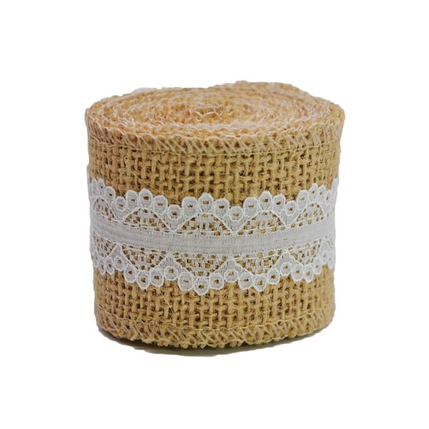 Cinta de arpillera de Yute Natural de 2M y 5cm, decoración rústica de boda, de encaje Vintage, decoración de mesa de fiesta de boda, suministros de Navidad