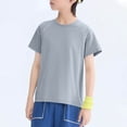 thumbnail image 6 of Mgmyaa Summer Boys & Girls Tops Kids Dry-Fit T-Shirts Solid Black Short Sleeve Crew Neck Ventilated Boys & Girls Tops Activewear Tees for Ages 3-15, 6 of 7