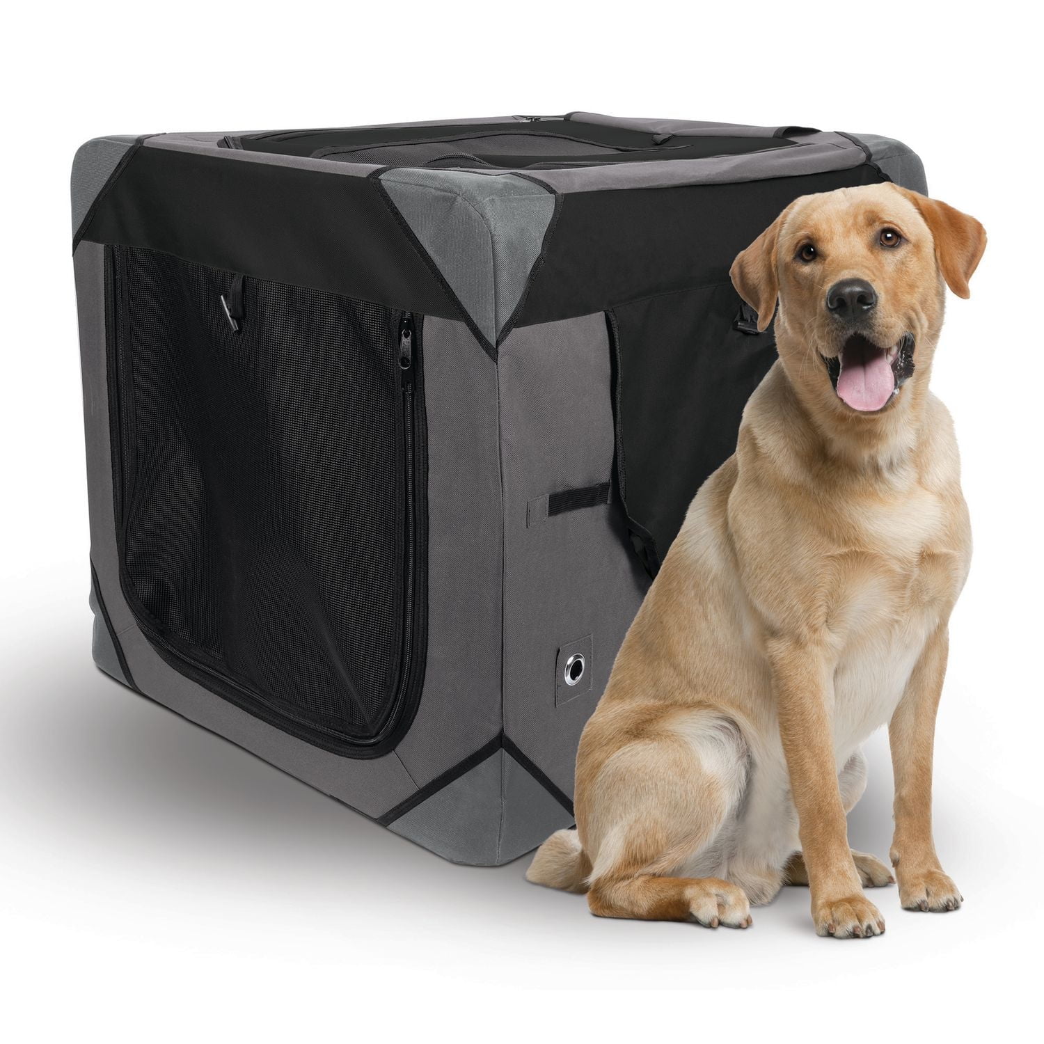 Zeus Deluxe Soft Dog Crate, Grey & Black, Extra Large