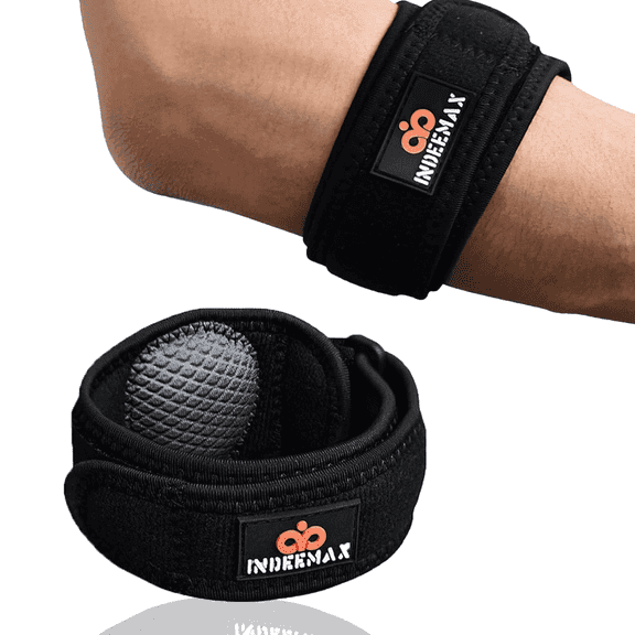 INDEEMAX Elbow Brace for Tendonitis and Tennis Elbow Strap for Women Men, Golfers Elbow Brace Counterforce Band with Compression Pad, Effective Tendon Pain Relief,  Black