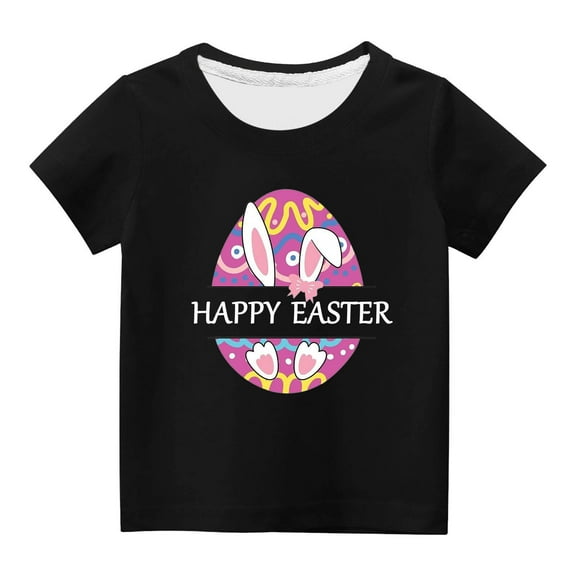 YABCSAZ Baby Boys Girls Easter Tops Cotton for Short Sleeve Bunny Eggs Tops Summer Casual Crewneck Tee Shirt Kids Loose Tops Soft Comfy Shirts Toddler Baby Outfits Size 4 T