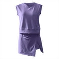 thumbnail image 4 of Prolriy Short Sets for Women, Women 2 Piece Set Summer Casual Crew Neck Sleeveless Tank Top and Skorts Shorts Sweatsuit Tracksuit Outfits Spring Outfits for Women 2025 Purple1 M, 4 of 5