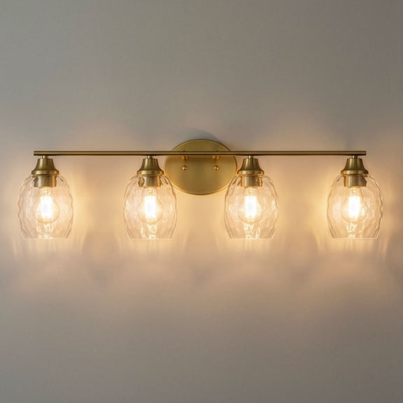 Possini Euro Design Possini Euro Stellan 30 1/2"W Satin Brass 4-Light Bath Vanity Light