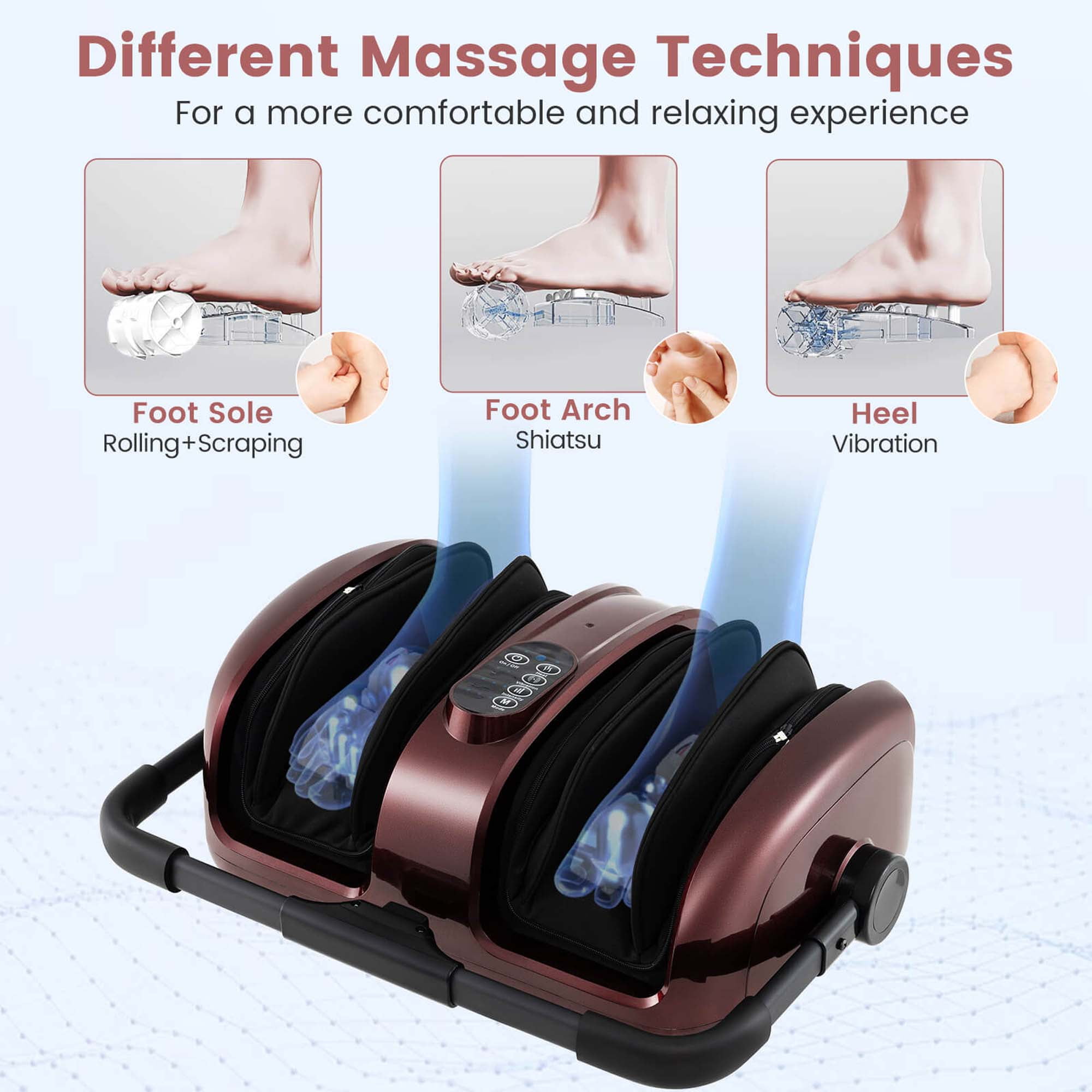 Costway Foot & Calf Massager Vibration Compression Electric Leg Massager Machine with Heat Red