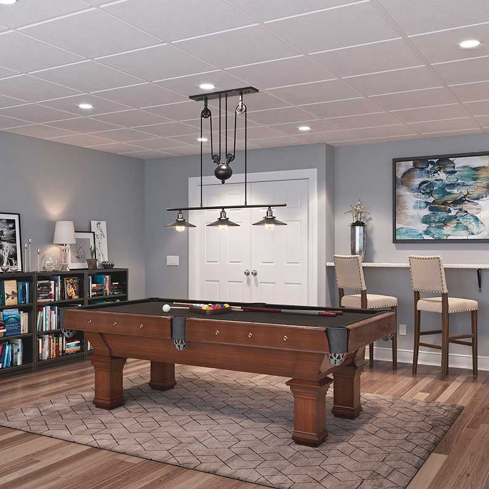 Genesis 2ft x 2ft White Stucco Pro Revealed Edge Ceiling Tiles - Easy Drop-in Installation – Waterproof, Washable and Fire-Rated - High-Grade PVC to Prevent Breakage - Package of 12 Tile