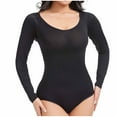 thumbnail image 2 of Viluyesy Womens Shapewear, Tummy Control Tight Fit Long Sleeve Scoop Neck Sculpting Bodysuit Black M, 2 of 7