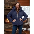 thumbnail image 4 of Womens Heavyweight Puffer Jacket Quilted Down Windproof Corduroy Winter Puffer Coat Heritage Navy Blue (S), 4 of 9